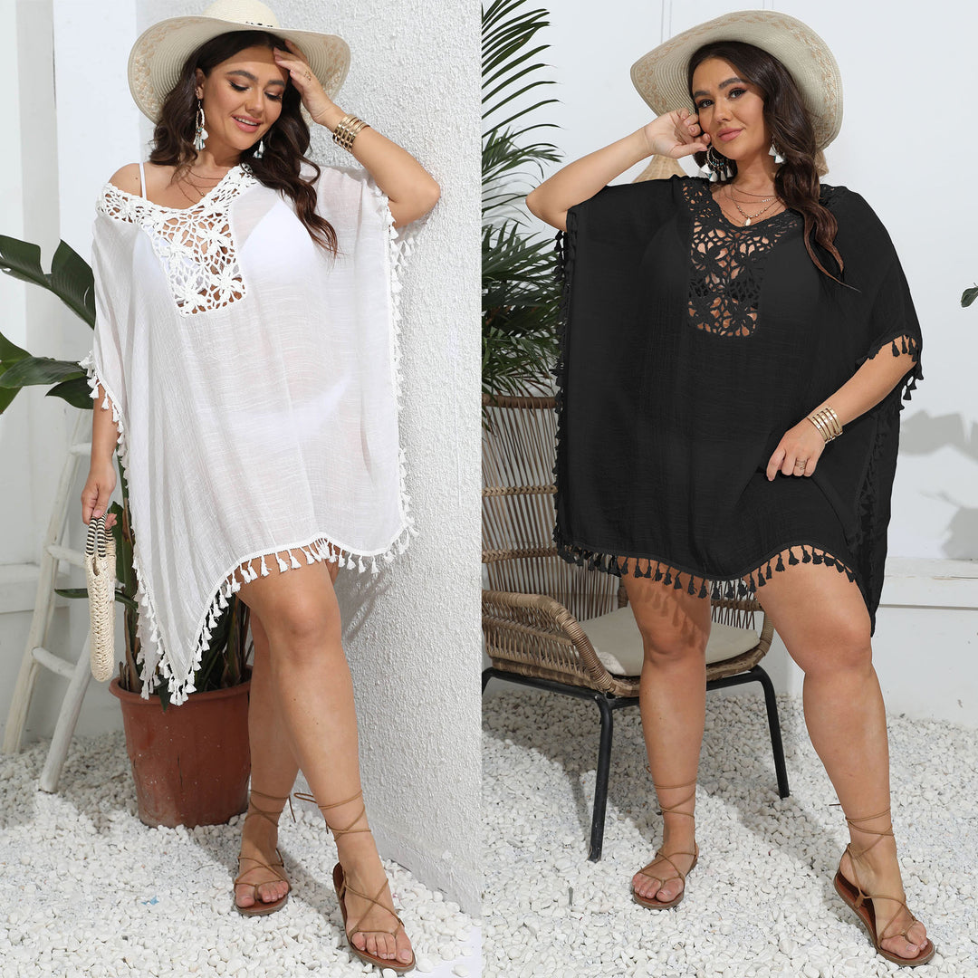 Damen eleganter Häkel-Strandponcho EB