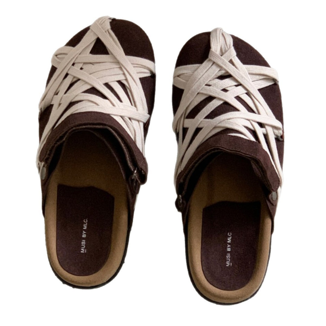 Damen Clogs mit geflochtenem Design und komfortablem Fußbett EB