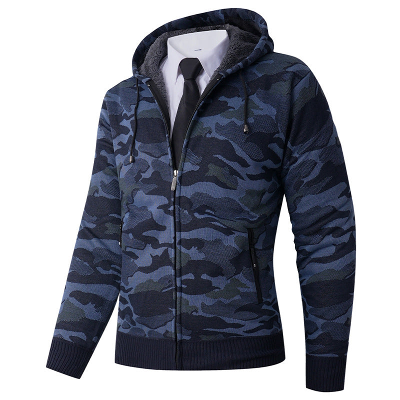 Herren modischer Hoodie mit gefütterter Kapuze und kräftigem Camouflage-Muster EB