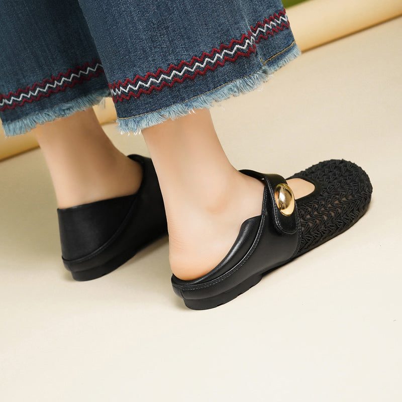 Damen Komfortable Mary Jane Ballerinas mit verstellbarem Riemen und elegantem Dekor EB