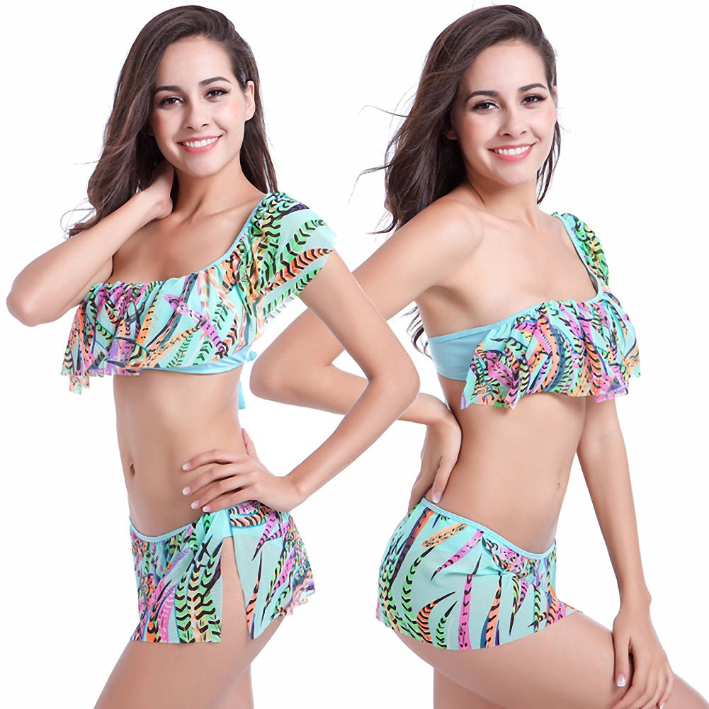 Damen Badeoberteil mit voluminösen Rüschendetails EB