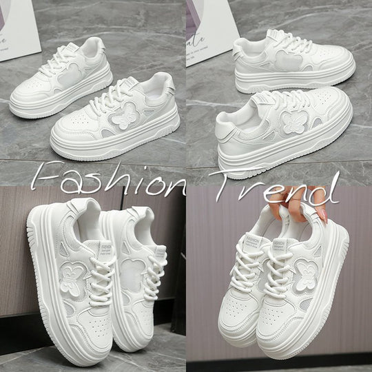Damen modische Sneakers mit floralen Applikationen und gepolsterter Sohle EB