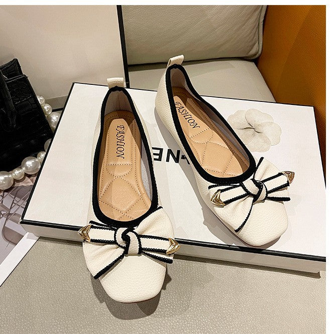 Damen Ballerinas mit dekorativem Schleifen-Detail und goldenen Akzenten EB