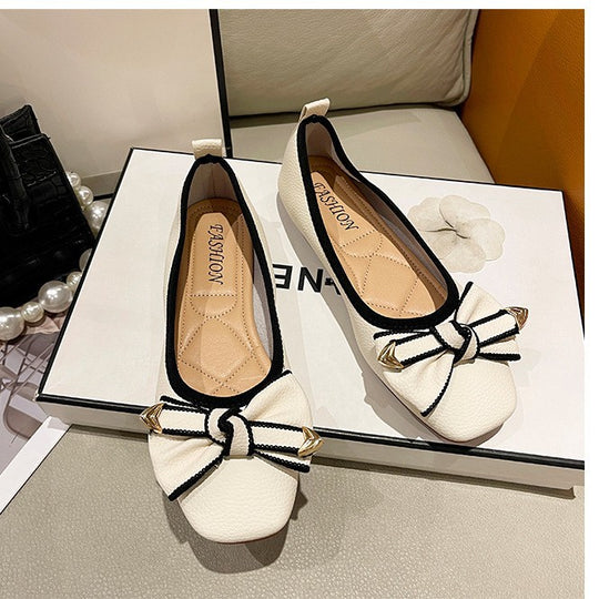 Damen Ballerinas mit dekorativem Schleifen-Detail und goldenen Akzenten EB