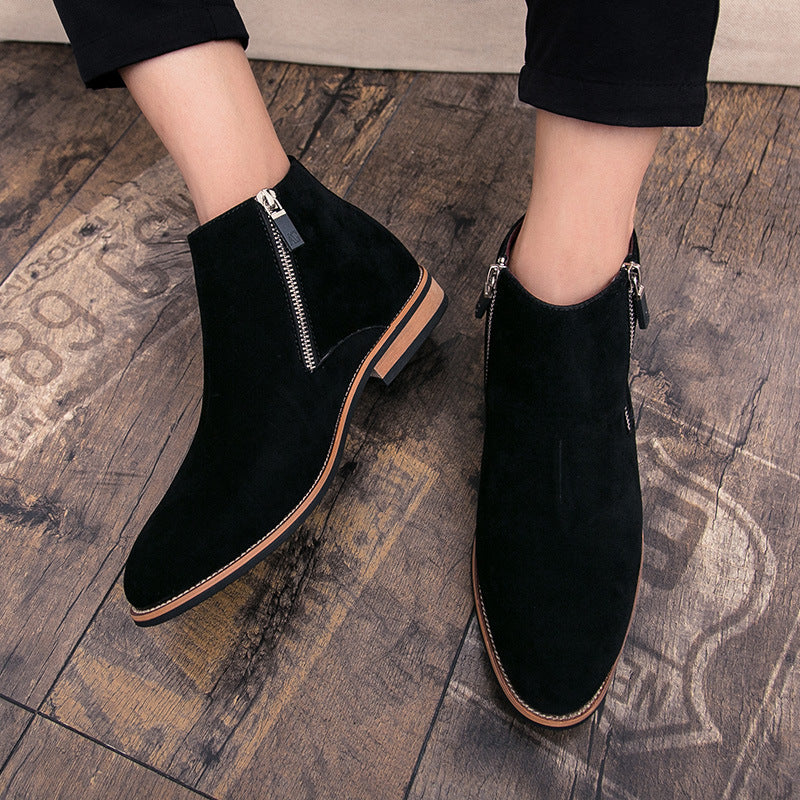 Damen Modische Ankle Boots aus Wildleder mit Reißverschluss EB