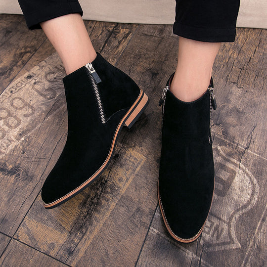 Damen Modische Ankle Boots aus Wildleder mit Reißverschluss EB