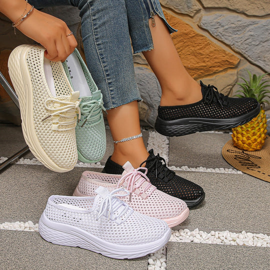 Damen atmungsaktive Sneaker mit elastischem Obermaterial und komfortabler Sohle EB