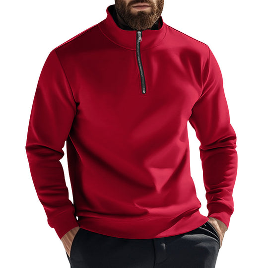 Herren nan thermischer Halbzip-Pullover mit Stehkragen und wärmendem Fleece-Innenfutter EB