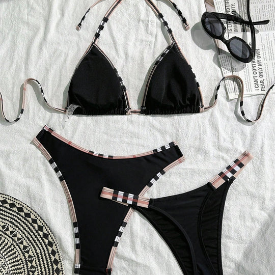 Damen Triangel-Bikini mit verstellbaren Trägern und eleganten Rüschendetails EB