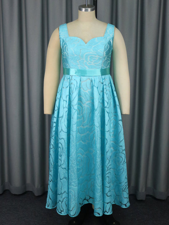 Damen Elegantes A-Linien Kleid mit floralem Jacquard-Muster EB