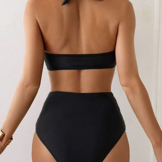 Damen Bikini-Set mit transparenten Einsätzen und hohem Taillenbund EB