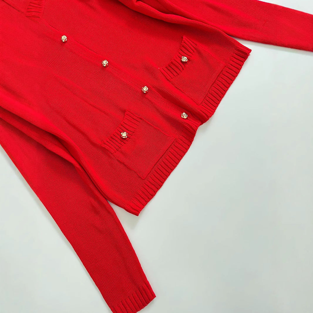 Damen elegante Strickjacke mit praktischen Taschen EB