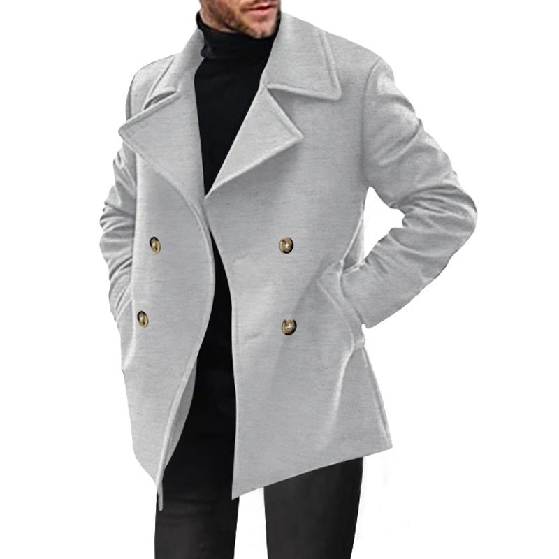 Herren Designer Wollmantel mit doppelter Knopfleiste EB