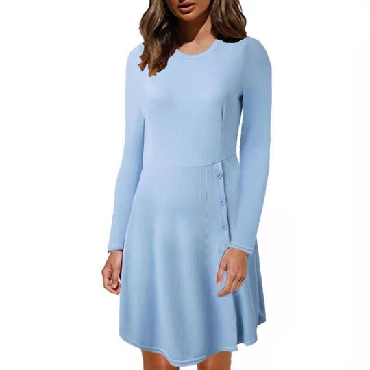 Damen Strickkleid mit Knopfdetails und eng anliegendem Oberteil EB