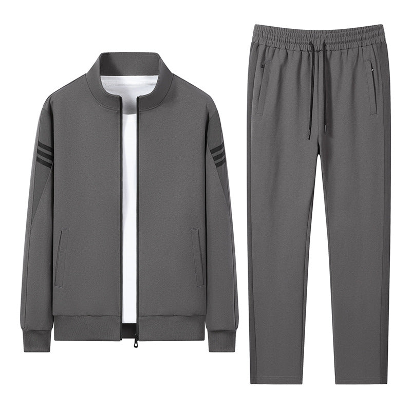 Herren lässiges Trainingsset mit Reißverschluss-Bomber, Rundhals-Sweatshirt und elastischer Jogginghose EB