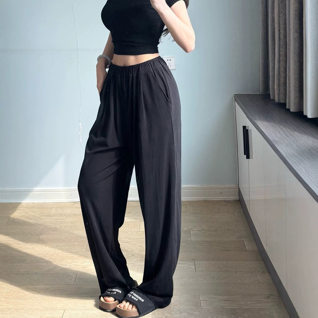 Damen Weite Chino-Hose mit elastischem Bund EB