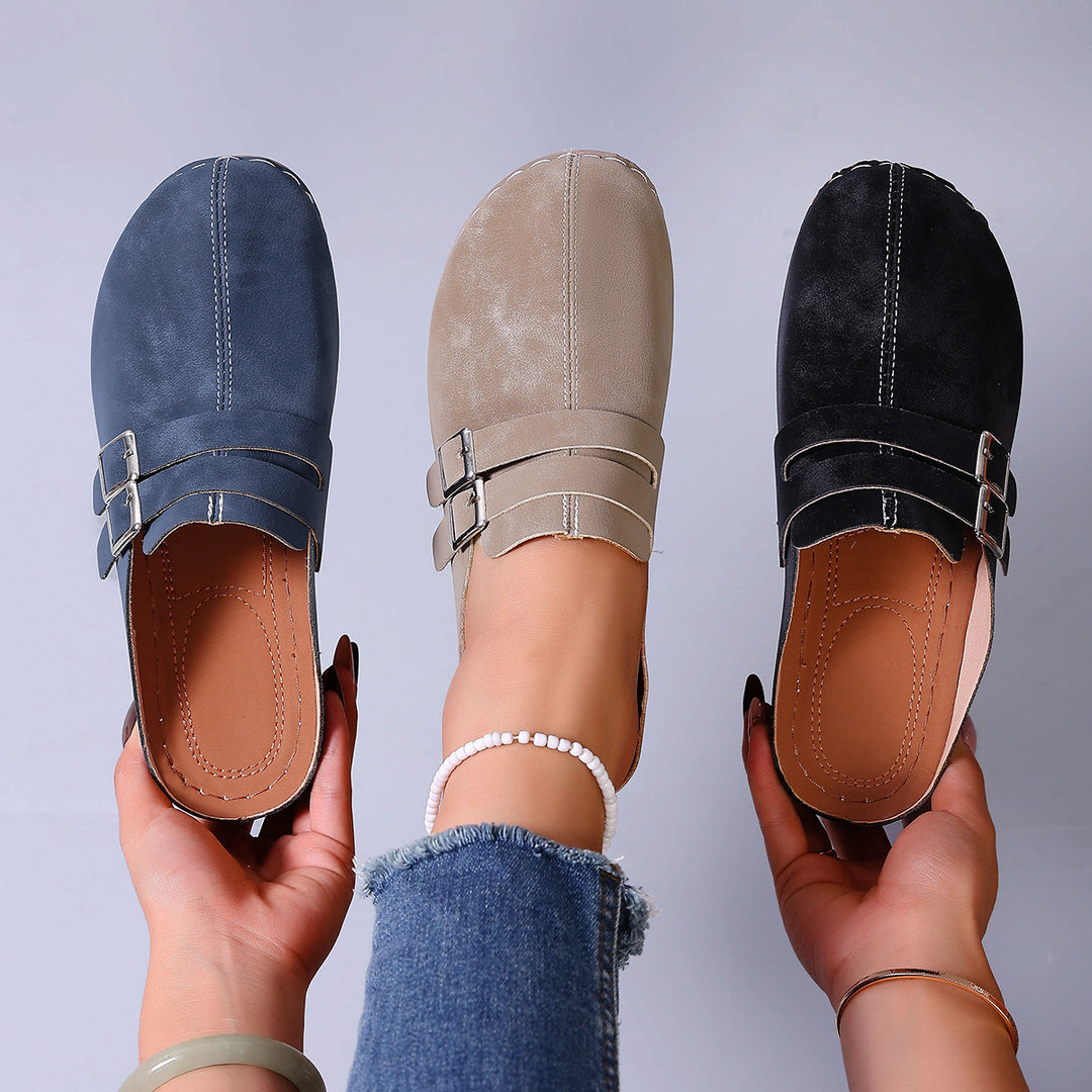 Damen Komfortable Clogs mit verstellbarem Doppelschnallenverschluss EB
