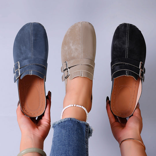 Damen Komfortable Clogs mit verstellbarem Doppelschnallenverschluss EB