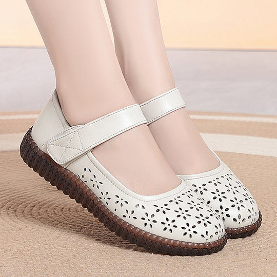 Damen Komfortable und atmungsaktive Ballerinas mit Riemen EB