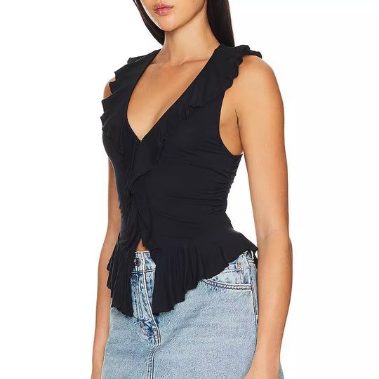 Damen Wickeloberteil mit Rüschendetails EB