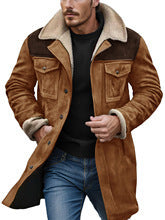 Herren Suede-Langjacke mit Teddy-Futter und praktischen Taschen EB