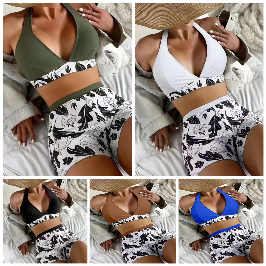Damen Triangel-Bikini mit floralem Shorts-Design EB