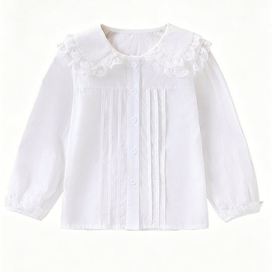 Damen elegante Bluse mit Spitzenkragen EB