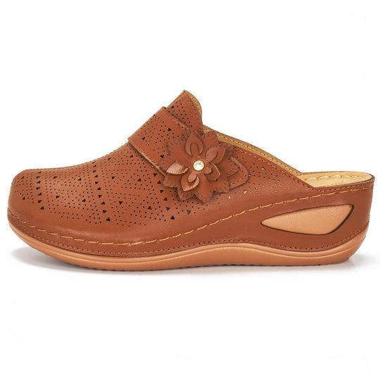 Damen bequeme Clogs mit floralem Cut-Out-Design und rutschfester Sohle EB