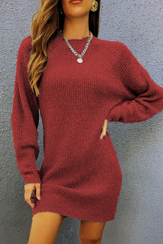 Damen Strickkleid mit lässigem Schnitt und modischem Rippenmuster EB