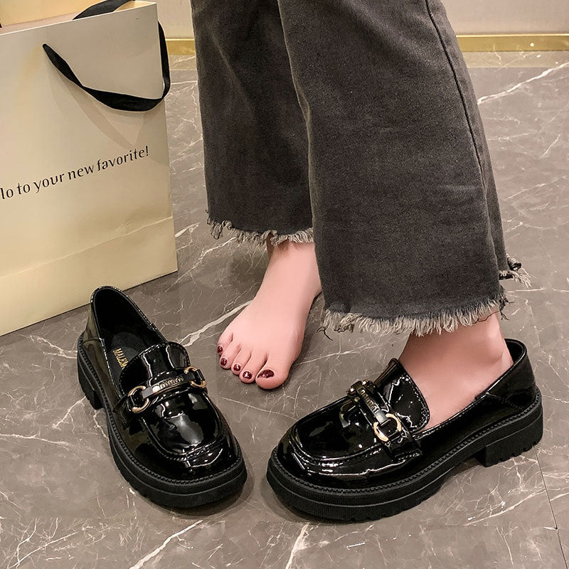 Damen Klassische Loafer mit modischer Schnallenverzierung EB