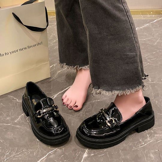 Damen Klassische Loafer mit modischer Schnallenverzierung EB