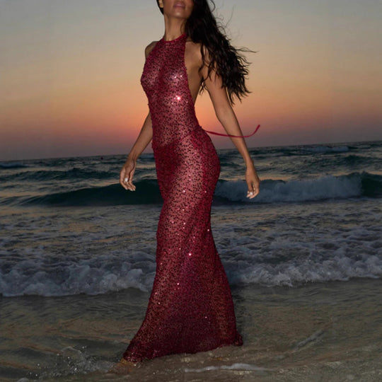 Damen Glamouröses Schwimmdress aus funkelndem Spitzenmaterial EB