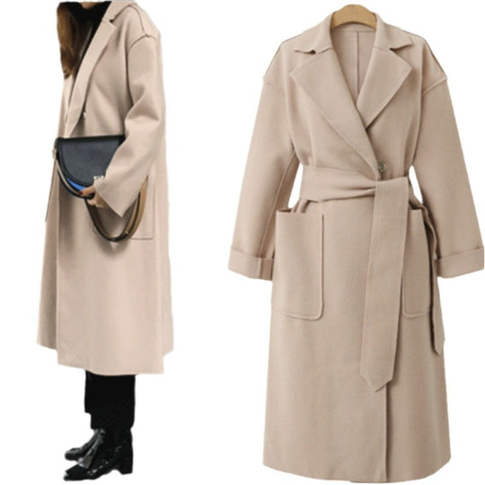 Damen Oversized Mantel mit tiefem Revers und Taschen EB