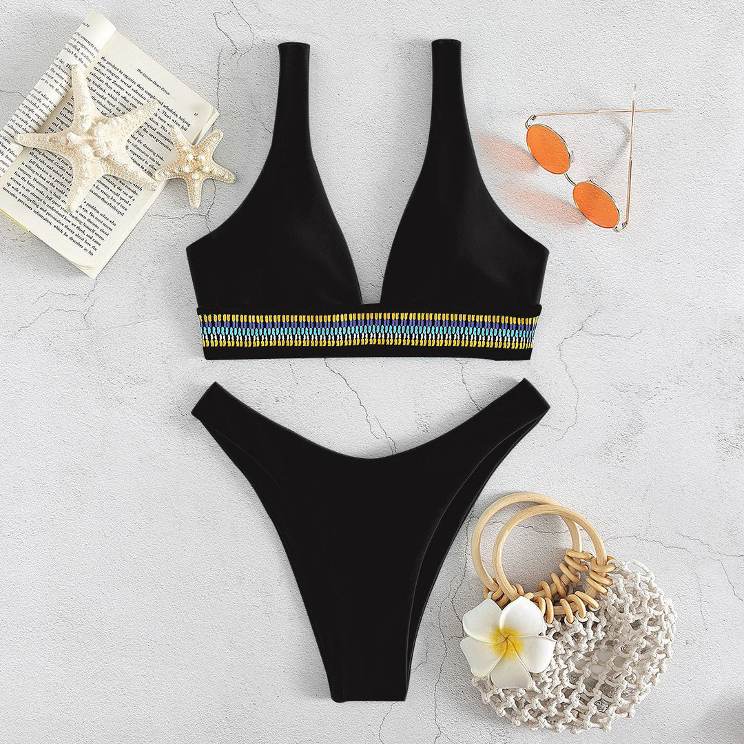Damen Bikini-Set mit elegantem V-Ausschnitt und geschmackvollem Detail EB