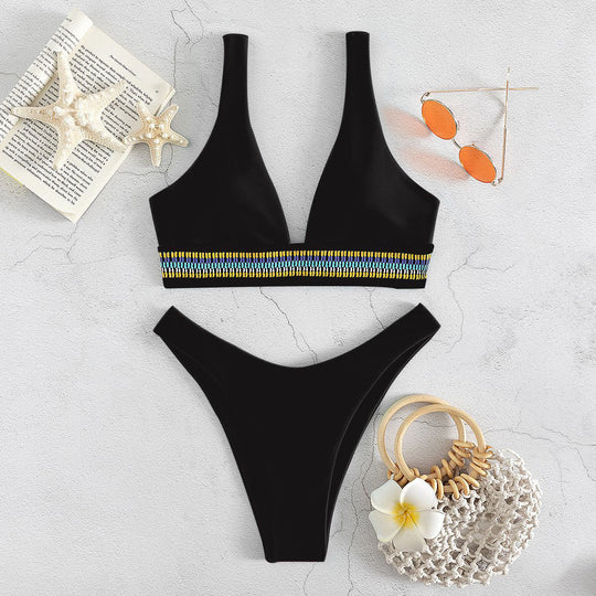 Damen Bikini-Set mit elegantem V-Ausschnitt und geschmackvollem Detail EB
