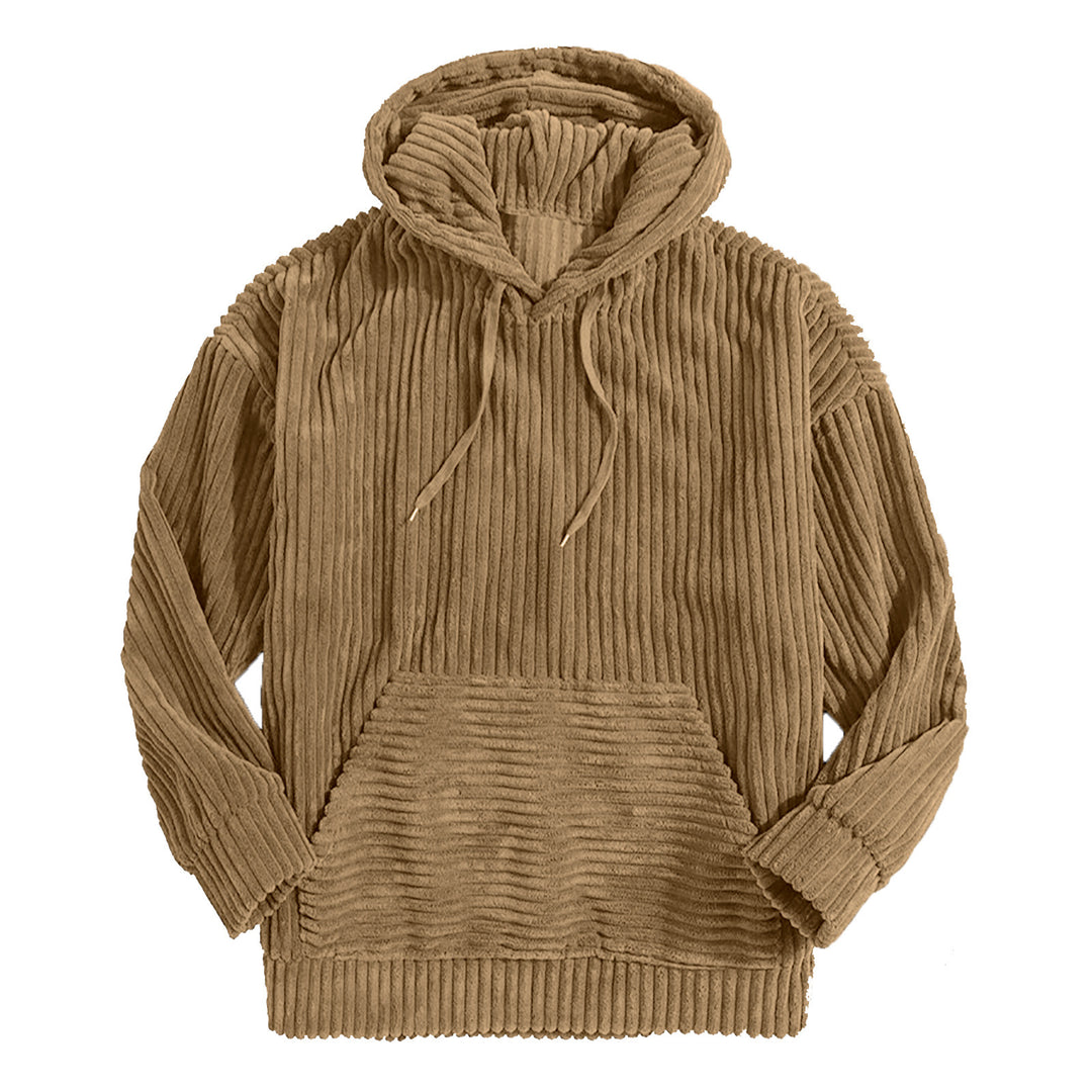 Unisex nan gerippter Samt-Hoodie mit Kapuze und Kängurutasche EB