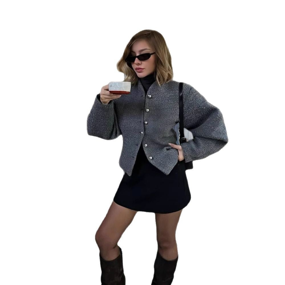 Damen Chice Überwurfjacke mit strukturiertem Design und eleganten Knöpfen EB