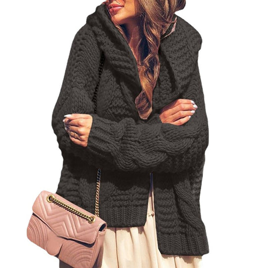 Damen Grobstrickjacke mit oversized Passform und voluminösen Ärmeln EB