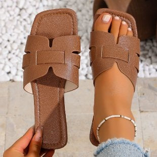 Damen Komfortable Slip-On Sandalen mit modischen Riemen EB