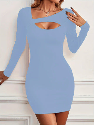 Damen Figurbetontes Minikleid mit kreativem Cut-Out und langem Arm EB