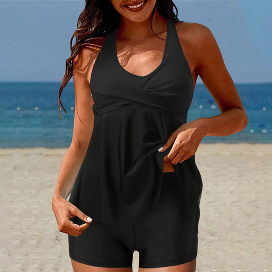Damen Sportliches Tankini-Set mit lässigem Rock und Shorts EB