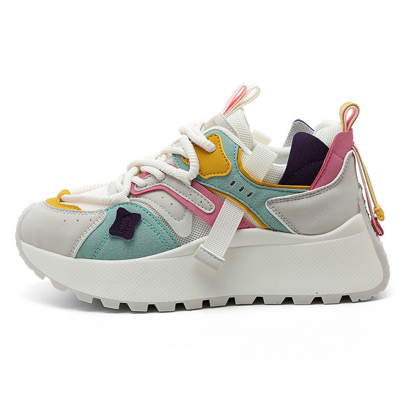 Damen sportliche Chunky Sneakers mit atmungsaktiver Mesh-Oberfläche und dämpfender Sohle EB