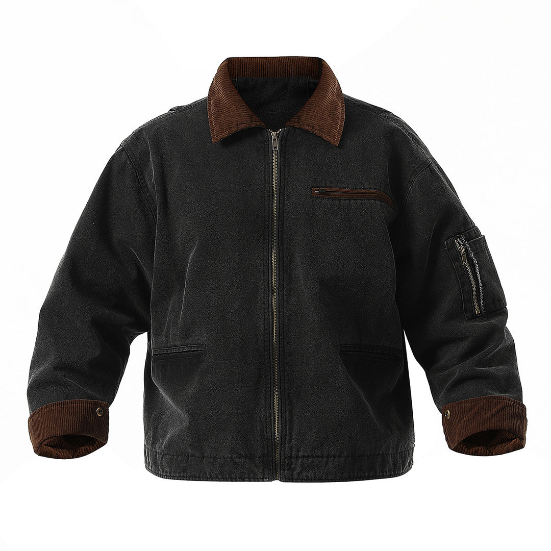 Herren urbane Übergangsjacke mit strukturiertem Stehkragen und zahlreichen praktischen Taschen EB