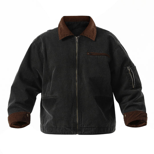 Herren urbane Übergangsjacke mit strukturiertem Stehkragen und zahlreichen praktischen Taschen EB