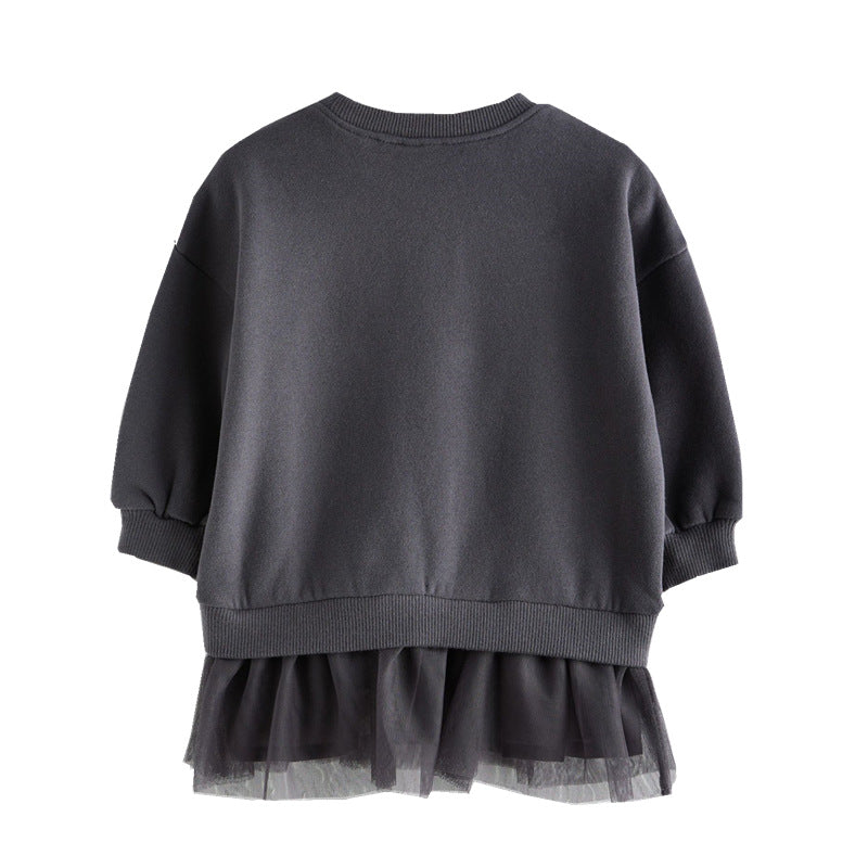 Mädchen Sweatshirt mit Tüllunterrock und tierischen Applikationen EB