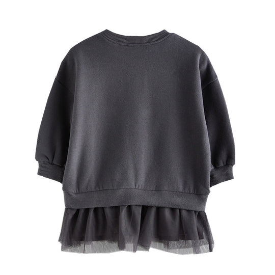 Mädchen Sweatshirt mit Tüllunterrock und tierischen Applikationen EB