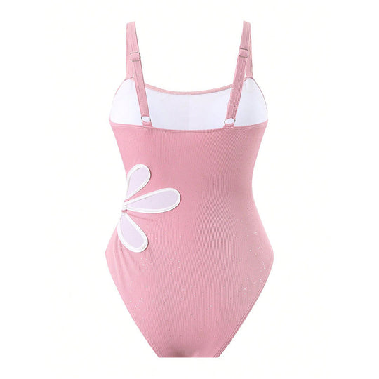 Damen Einteiliger Badeanzug mit elegantem Design und dekorativem Akzent EB
