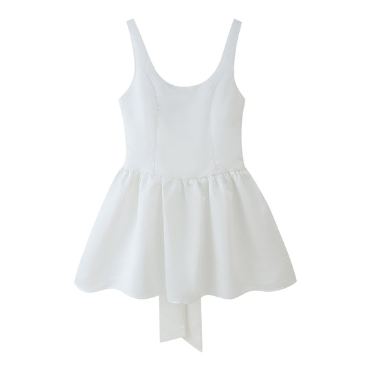 Damen Sommerkleid mit süßem Rüschendesign und verstellbarem Taillengürtel EB
