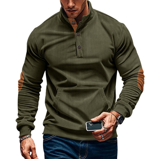 Herren Sportlicher Pullover mit praktischem Knopfverschluss und komfortablem Schnitt EB
