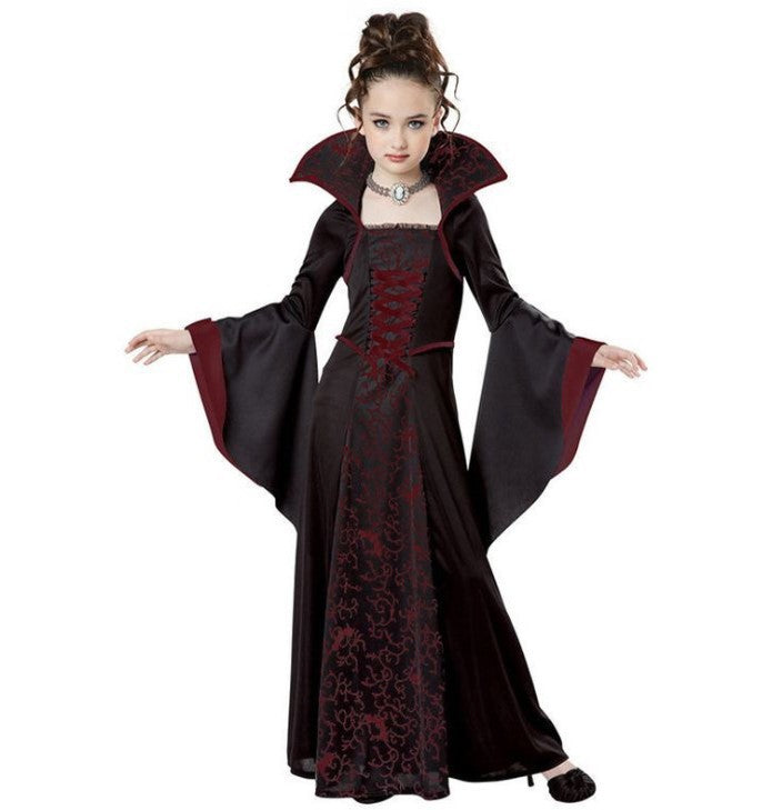 Mädchen Halloween Kostüm im Vampir-Stil mit bunten Akzenten Heidi-Mode